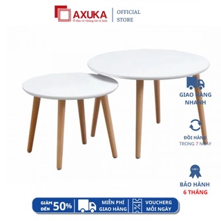 Combo bàn trà sofa chân gỗ đường kính d50, d60 chân cao 40, 50cm ship hỏa tốc