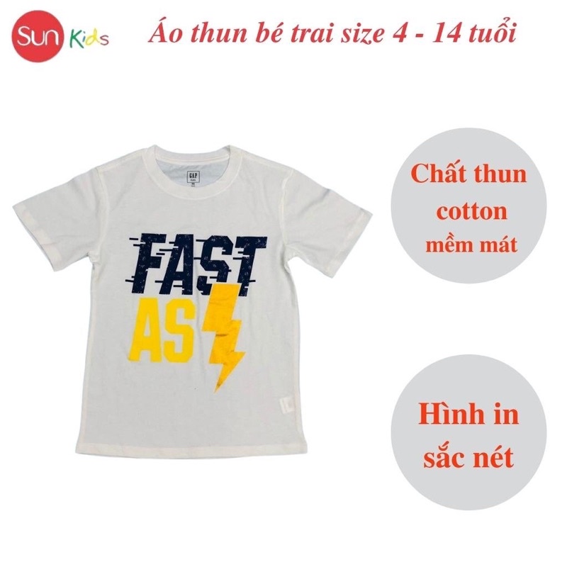 Áo thun bé trai, áo phông cho bé trai chất cotton nhiều màu, size 4-14 tuổi - SUNKIDS1