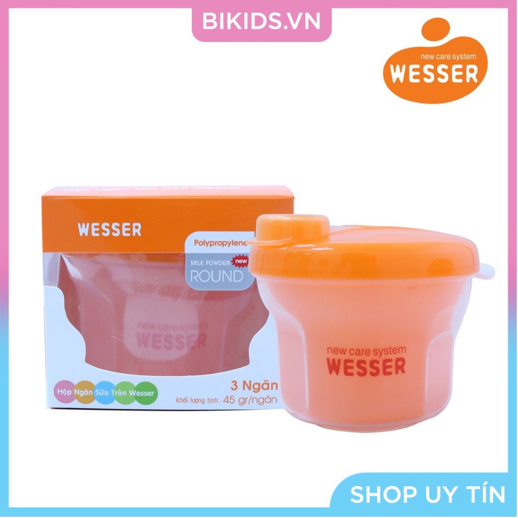 Hộp chia sữa tròn 3 ngăn Wesser