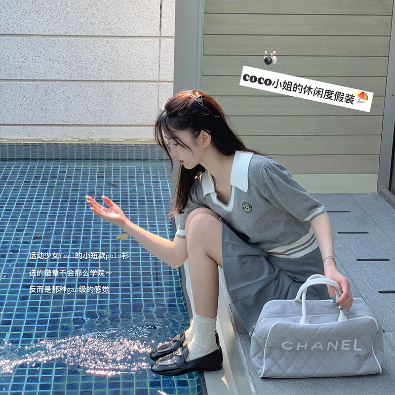 Áo Thun Polo Dệt Kim Ngắn Tay Trẻ Trung Thời Trang Mùa Hè Cho Nữ