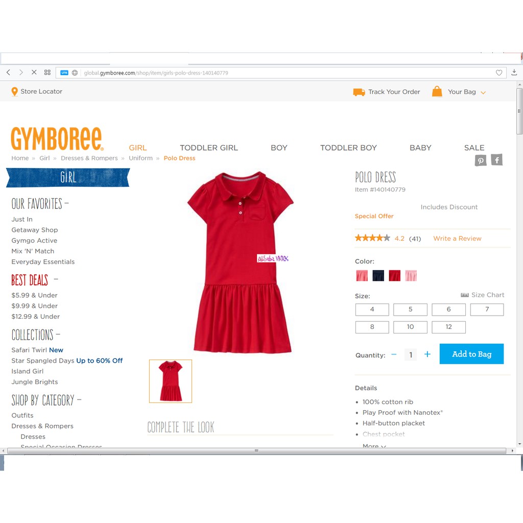 Đầm bé gái Gymboree cổ polo tay ngắn, mẫu hè thu 2017 của hãng. Đã onweb 1 màu