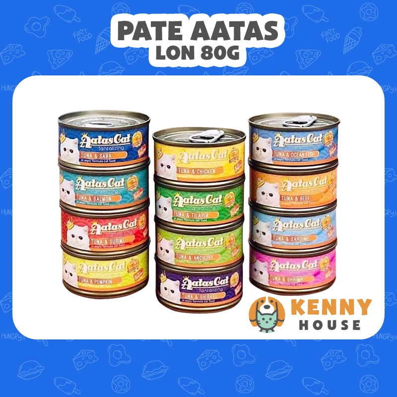 Pate Aatas lon 80g | Pate cho mèo đủ vị | Pate lon cho mèo Aatas Cat 80g