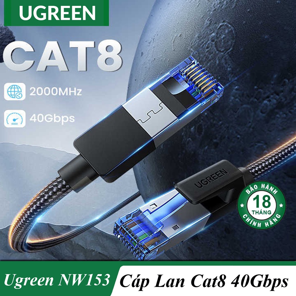 Cáp Mạng CAT8 Bọc Dù 40Gpbs Cao Cấp Ugreen NW153 Chính Hãng