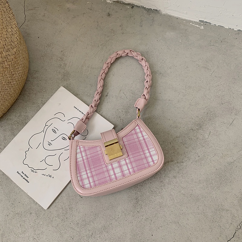 Ielgy Túi Xách Đeo Dưới Cánh Tay Họa Tiết Ca Rô Thời Trang Niche