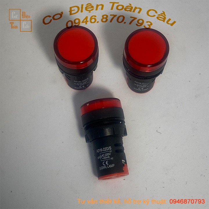 (Sale) Đèn báo phi 22mm AD16-22D/S đầy đủ 3 màu Đỏ, Xanh, Vàng 220v 24v