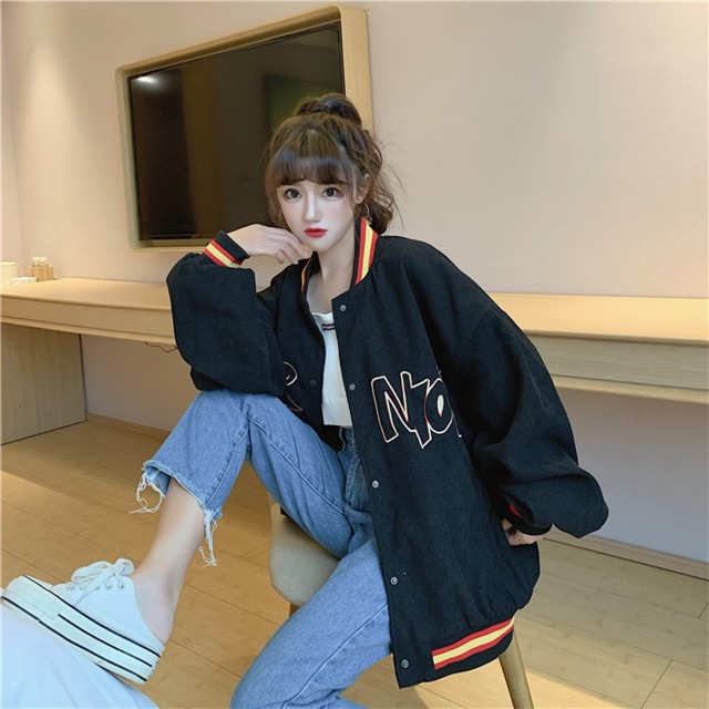 [SẴN ĐEN , Xám XL] Áo bomber 2 lớp mỏng nam nữ kiểu bóng chày cực ngầu