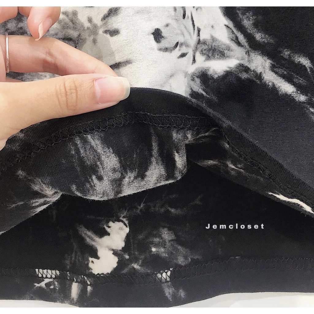 Áo Croptop Nữ Tay Ngắn JEMCLOSET Thiết Kế Form Rộng Thời Trang Thỏa Mái Loang Đen Và Trắng  VCC - 10096