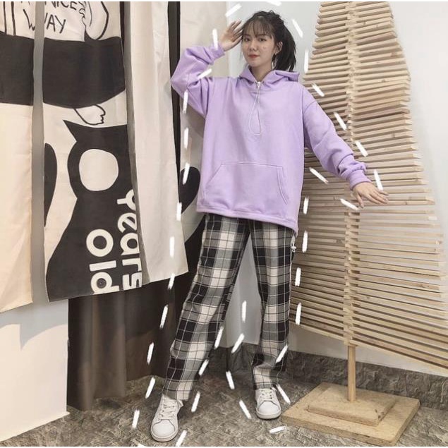 Quần Baggy Nam Kẻ Caro PLAID Ống Suông Unisex - Kiểu quần baggy vải kẻ caro dáng suông rộng streetwear