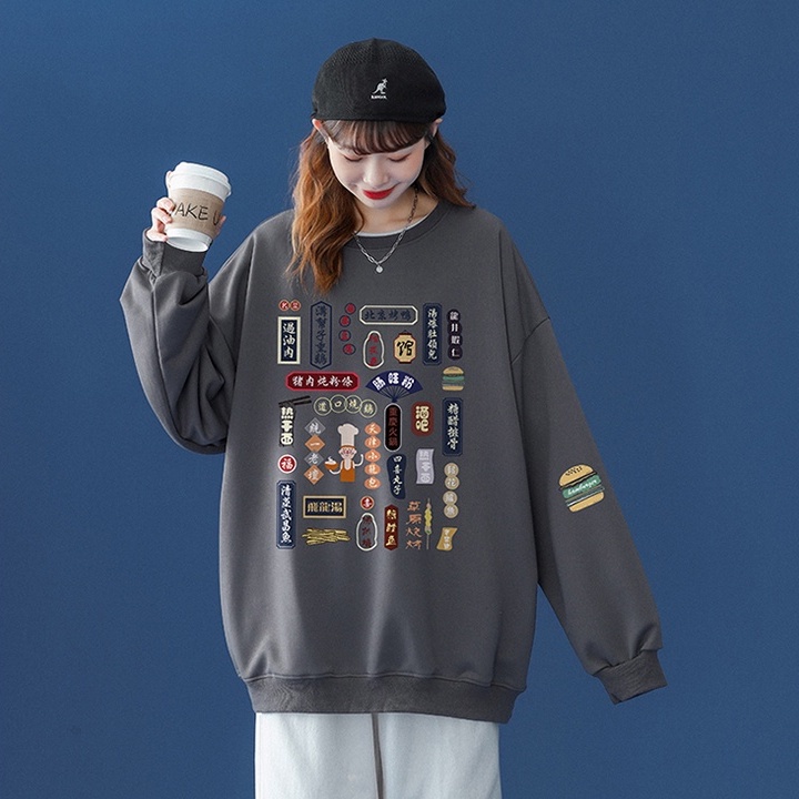 IFNICEFUTURE Hot sell new fashion casual loose print round neck lovers and men long sleeve hoodie top