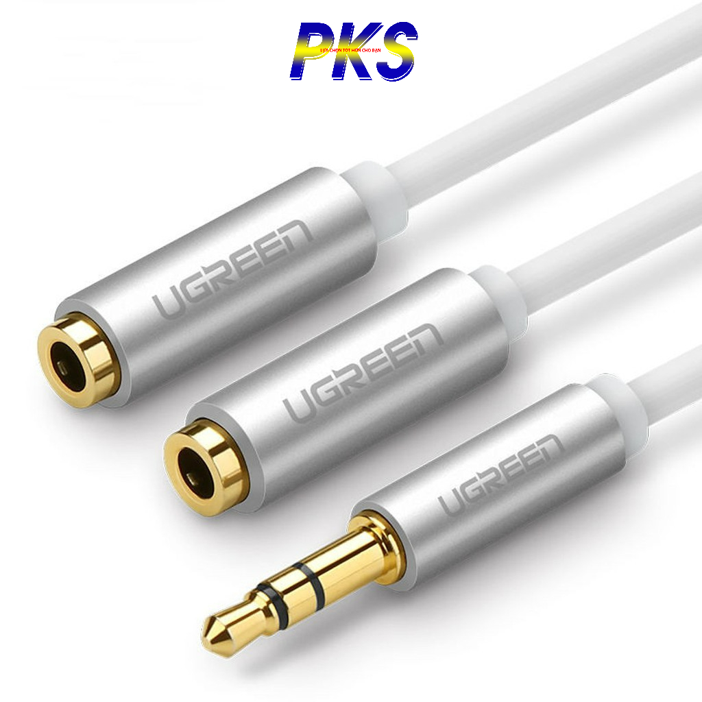Cáp Audio 3.5mm 1 ra 2 đầu mạ vàng chính hãng UGREEN 10780 cao cấp