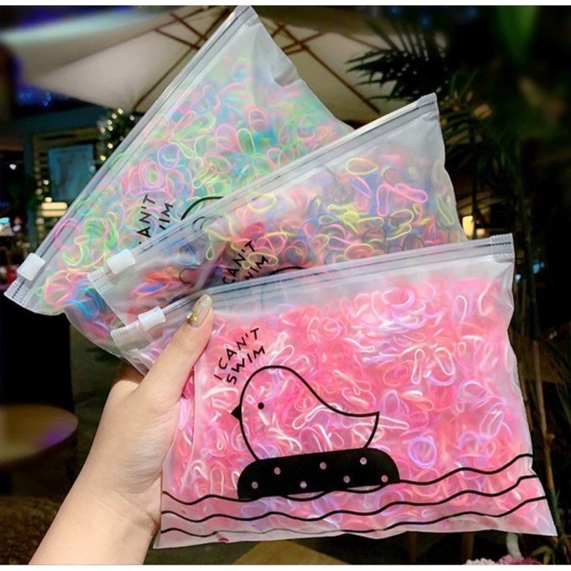 Combo 1000 chun buộc tóc mix màu có túi Zip xịn sò