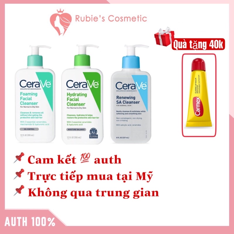 Sữa rửa mặt dịu nhẹ CERAVE Foarming Facial Cleanser/Hydrating Cleanser 355ML