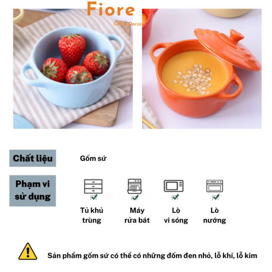 Bát ăn dặm - khuôn ramekin sứ làm bánh flan, pudding size 9.5cm - nhiều màu xinh xắn