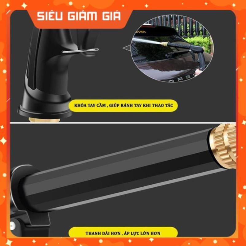 Bộ dây và vòi xịt rửa xe tưới cây tăng áp,vòi xịt rửa,vòi tưới cây 810-2621-1 (dây vàng dẹt- cút nối đen)