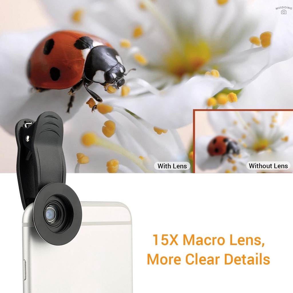 ღ  2-in-1 5K HD Smartphone Camera Lens 0.45X Wide-angle + 15X Macro Phone Lens with Universal Clip Compatible with iPhone Samsung Huawei Smartphones
