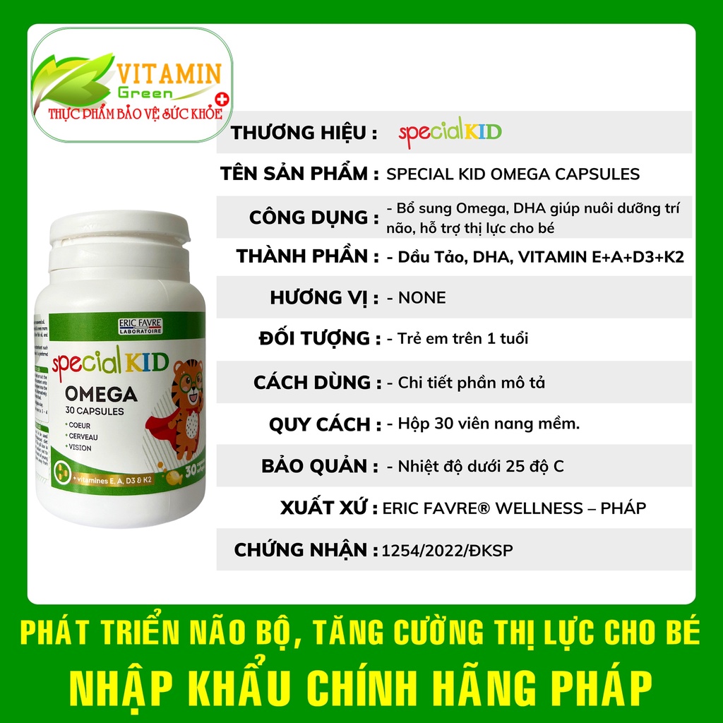 Bổ sung Omega DHA cho bé giúp nuôi dưỡng trí não, hỗ trợ thị lực  Special Kid Omega 30 viên | Nhập khẩu chính hãng Pháp
