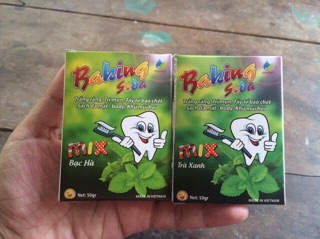 Baking soda trắng răng mix bạc hà