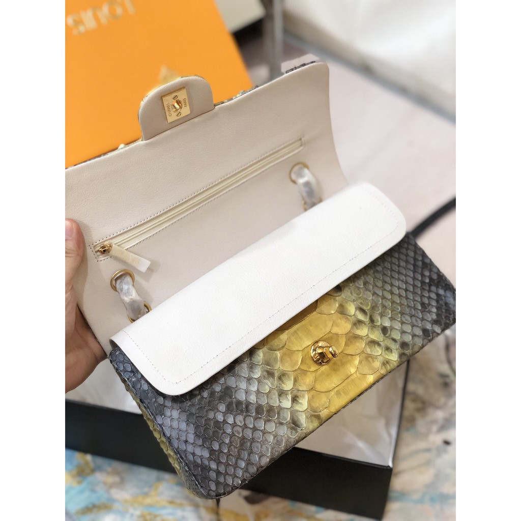 Túi Classic siêu cấp da trăn siêu cấp suze 26cm màu vàng