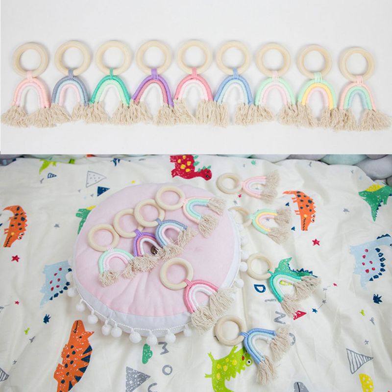 Đồ Chơi Vòng Macrame Hữu Cơ Bằng Cotton Tự Nhiên Dành Cho Bé Mọc Răng