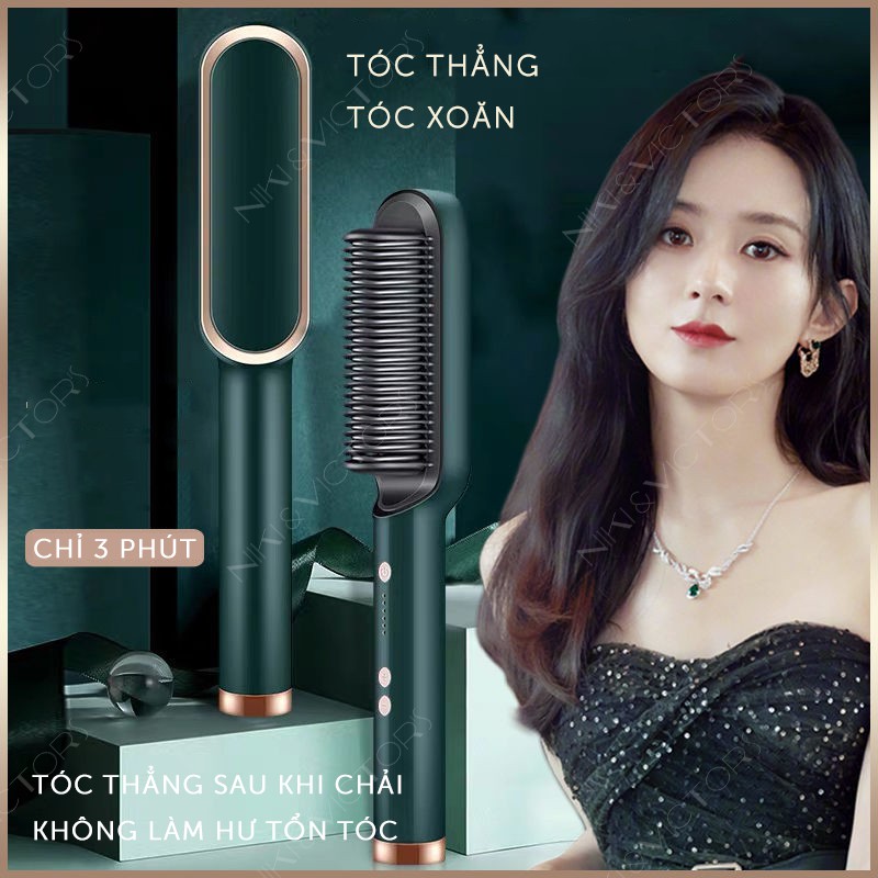 Lược Điện Uốn Tóc Duỗi Tóc Thẳng Tạo Kiểu 3 in 1 Với Tác Dụng Nhiệt Làm Tóc Mượt Mà Nhanh Chóng