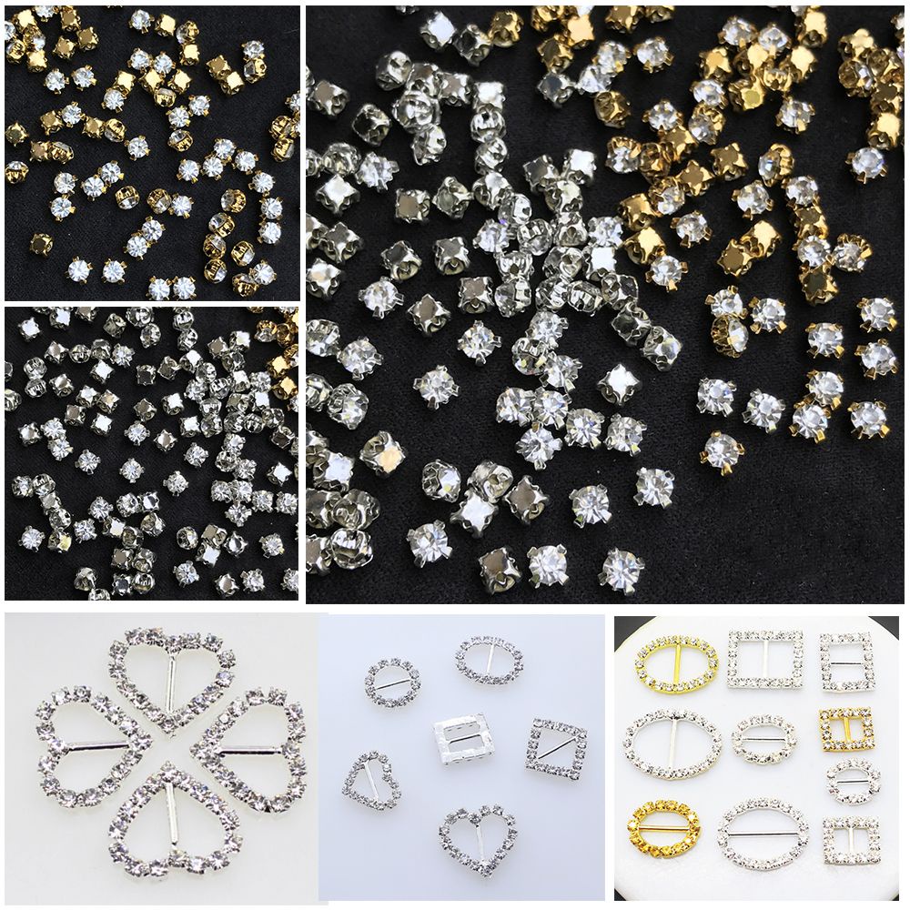 Bộ 50 nút kim cương mini lấp lánh trang trí quần áo búp bê xinh xắn đẹp mắt DIY