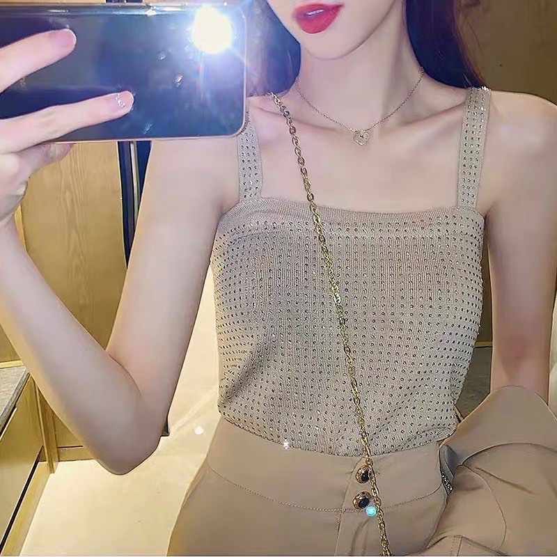 Áo len 2 dây đính đá