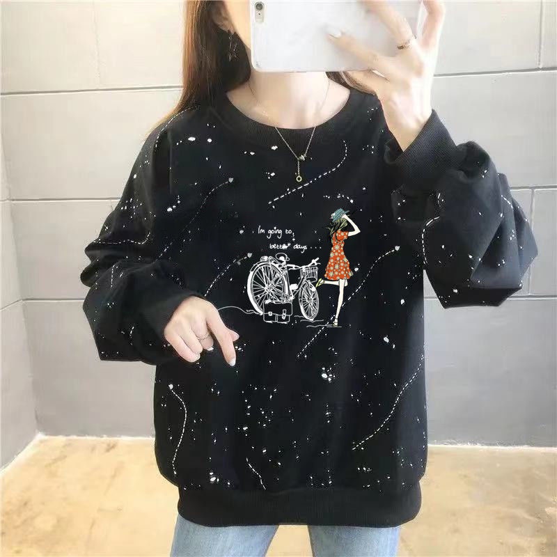 Áo Sweater Tay Dài Dáng Rộng In Họa Tiết Hoạt Hình Phong Cách Hàn Quốc Thời Trang Mùa Thu Cho Nữ C9560 [40-150KG]