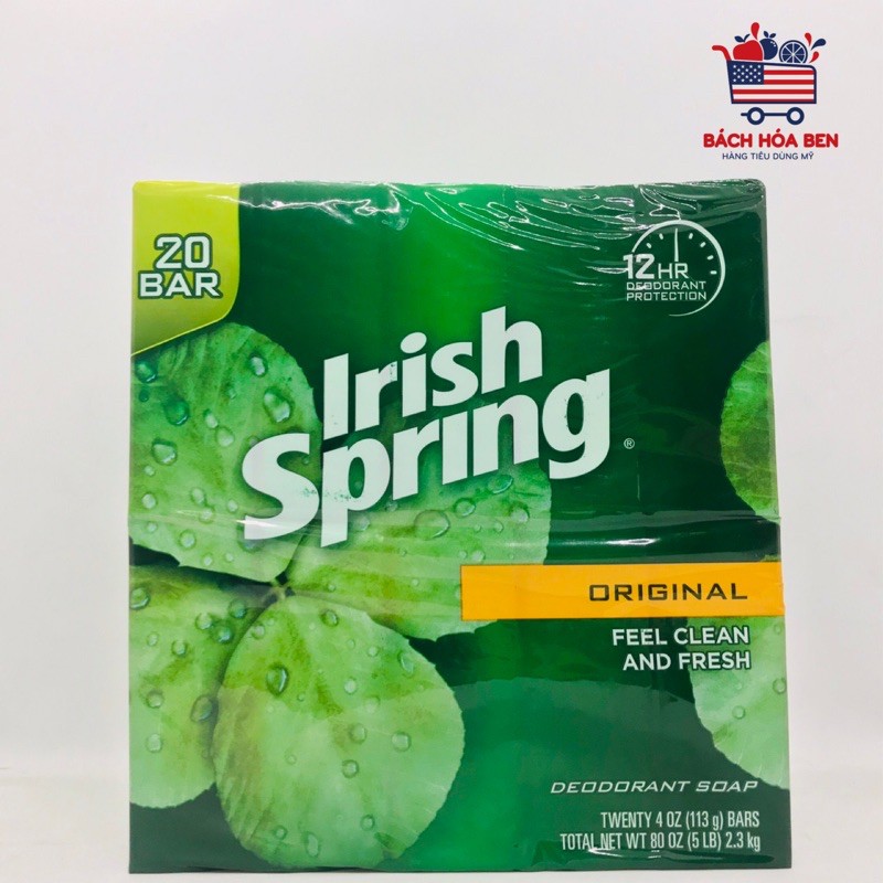 Lốc 20 cục xà bông IRISH SPRING MỸ 113g - date 2022