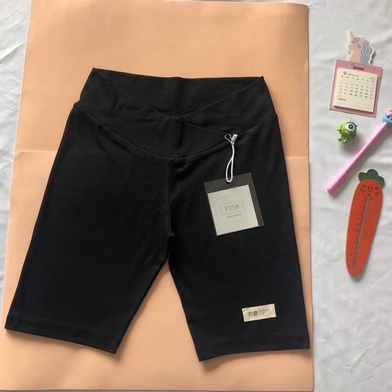 Quần legging ngố bầu cạp chéo, chun chỉnh siêu co dãn