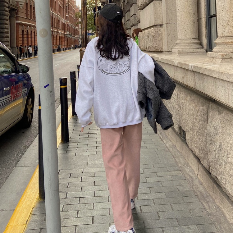 Áo Sweater Cổ Tròn Dáng Rộng In Họa Tiết Kiểu Nhật Hàn Thời Trang Xuân Thu Cho Nữ