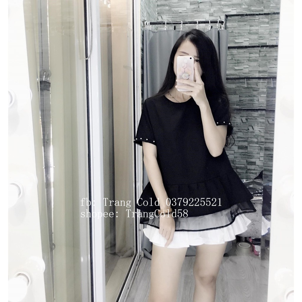 Áo baby doll tay ngọc pha von (Ảnh thật shop tự chụp)