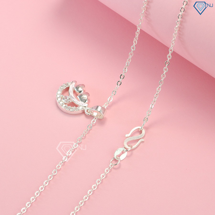 Dây chuyền, vòng cổ bạc nữ hình trăng sao đính đá khắc tên theo yêu cầu DCN0422 - TNJ