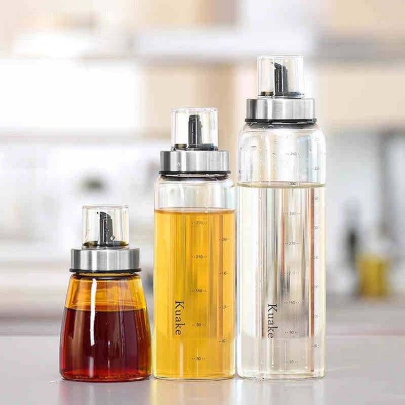 Chai Chiết Dầu Ăn Thủy Tinh Vòi Nhựa Nắp Nhựa Chia Vạch 160ml đến 500ml Trong Nhà Bếp