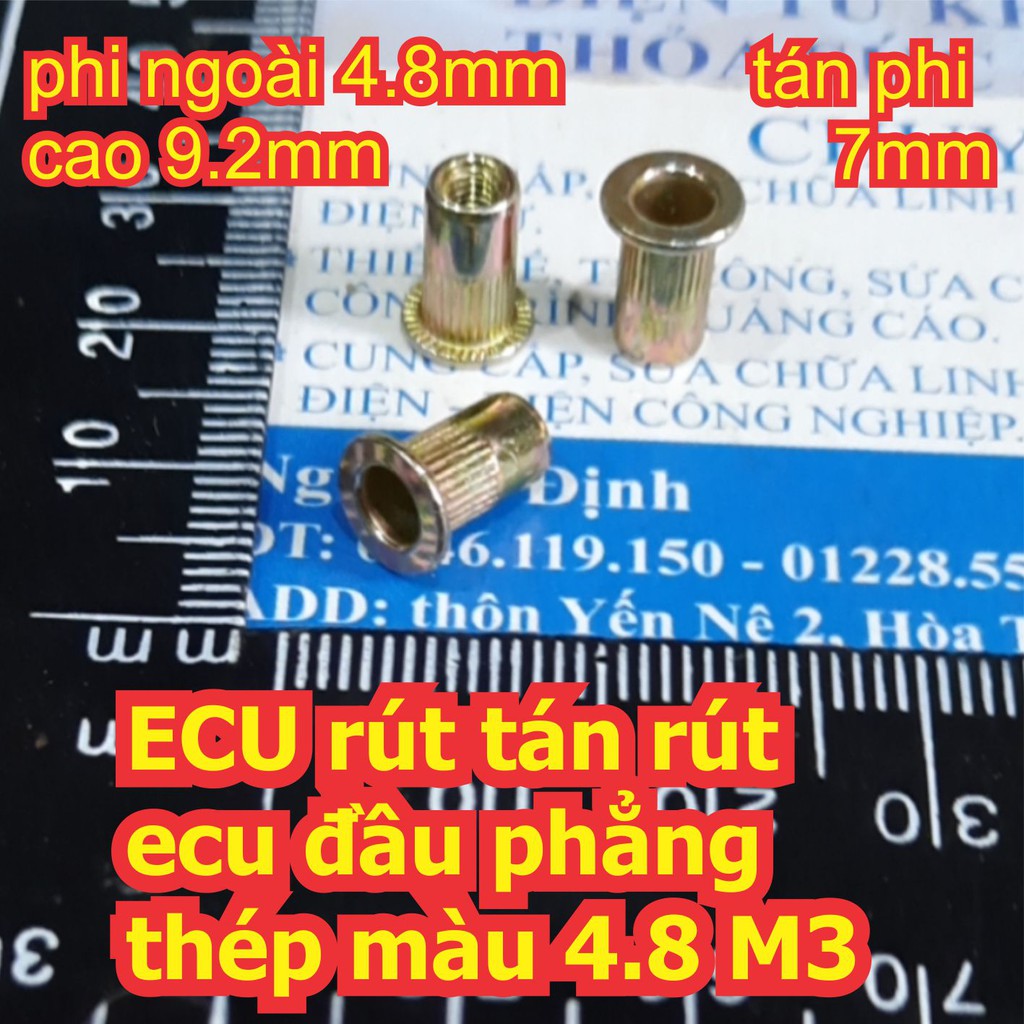 ECU rút tán rút ecu đầu phẳng thép màu 4.8 M3 M4 M5 M6 M8 kde7091