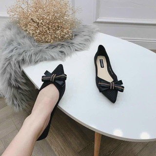 Giày búp bê mũi nhọn nơ xích