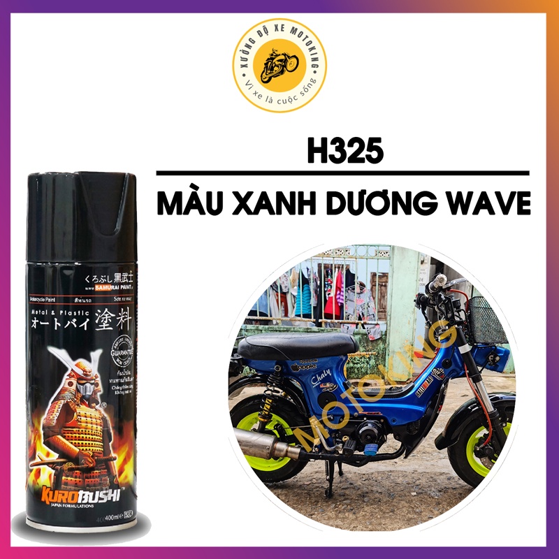 Sơn Samurai màu xanh dương Wave H325 - chai sơn xịt chuyên dụng dành cho sơn xe máy