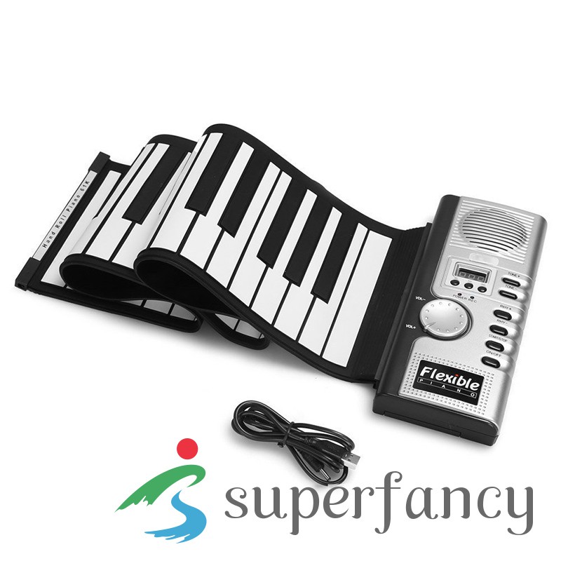 Portable Flexible Digital Keyboard Piano 61 Keys 128 Tones Rhythms Electronic Roll Up Piano Toys