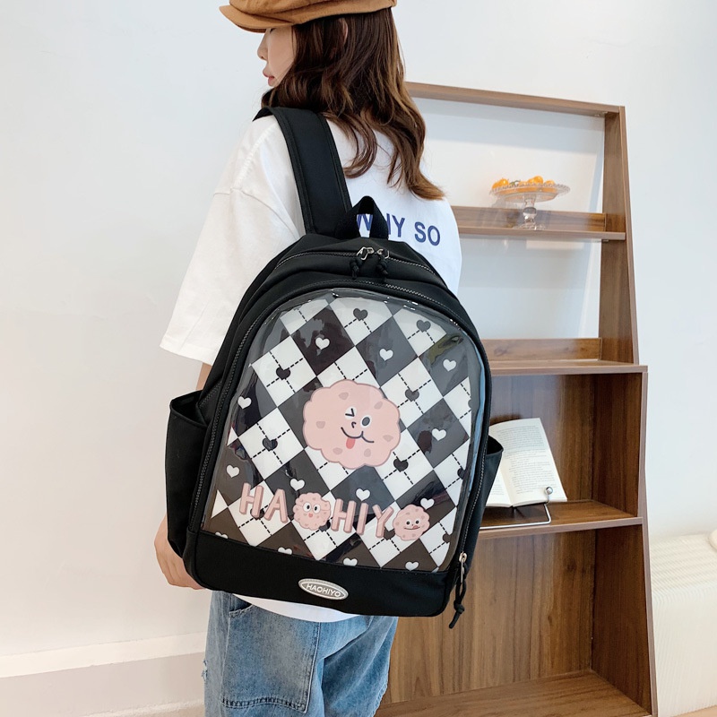 Ba Lô Đi Học Trong Suốt Sức Chứa Lớn Phong Cách Preppy Nhật Bản Dễ Phối Đồ Cho Nữ Sinh Trung Học