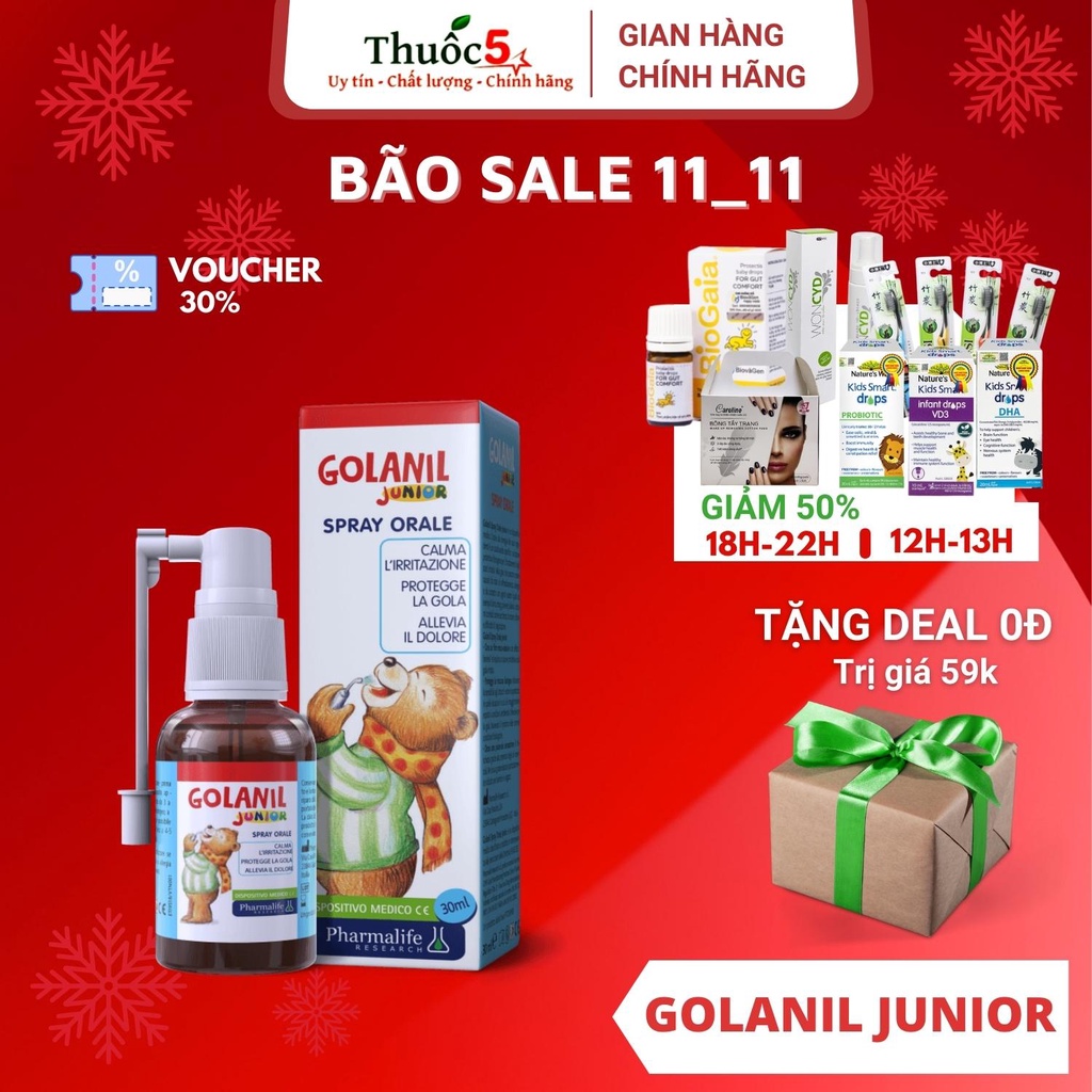 [GIÁ GỐC] Golanil Junior xịt họng cho bé lọ 30ml