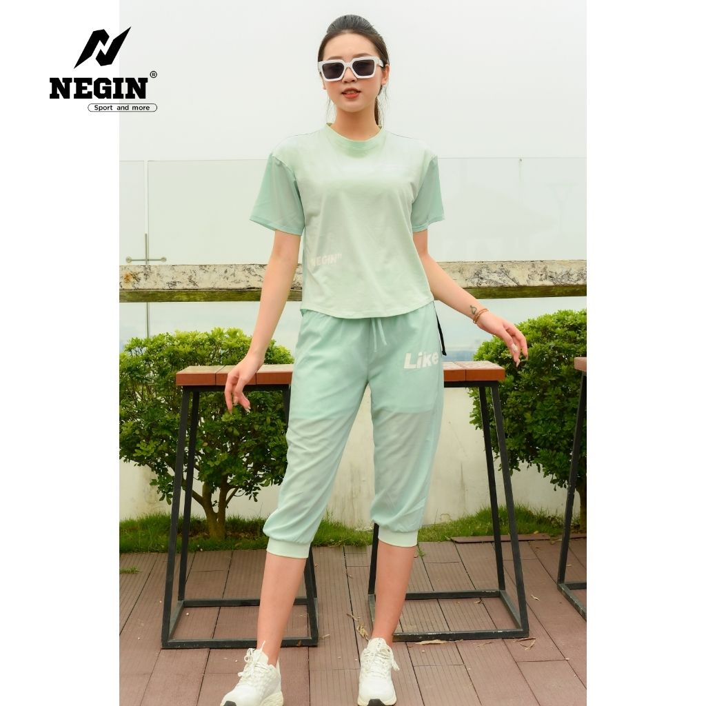 Bộ Quần Áo Sport Like Nữ NEGIN Áo Crotop Phối Quần Lửng Bo Ống, Màu Sắc Năng Động, Chất Chiffon Thoáng Mát 200W