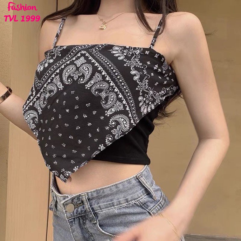 Áo 2 dây nữ badana TVL1999, áo yếm họa tiết thổ cẩm kiểu dáng Hàn Quốc phong cách sexy baby thời trang mùa hè đi biển