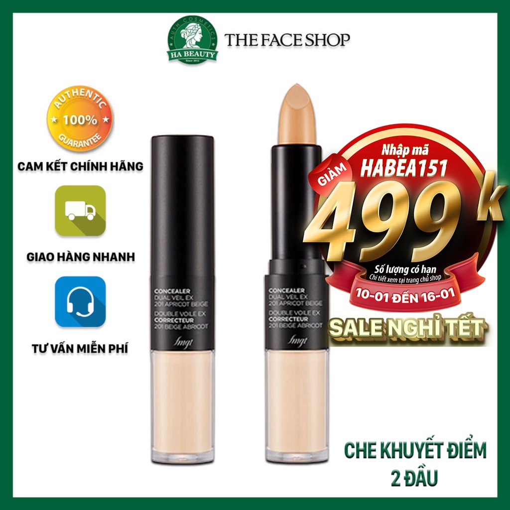 Che khuyết điểm 2 đầu che quầng thâm mụn đốm nâu tàn nhang The Face Shop fmgt Concealer Dual Veil 4.3g/3.8g