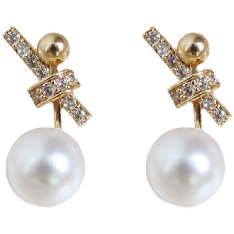 Bông tai mạ bạc 925 đính ngọc trai thiết kế đơn giản thời trang cho nữ