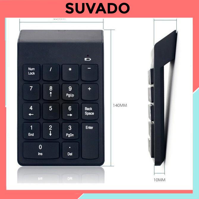 Bàn phím số rời không dây Numpad Wireless 2.4 GHz không cần cài đặt cho Laptop Máy tính K07 SUVADO