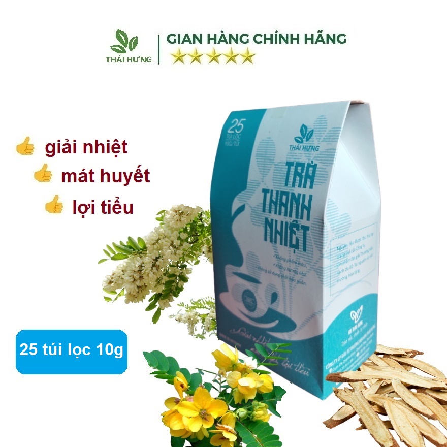 Trà THANH NHIỆT THÁI HƯNG Giải nhiệt, mát huyết, lợi tiểu - 25 túi lọc x 10g