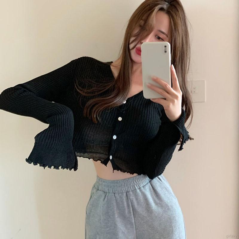 Áo Khoác Cardigan Tay Dài Cổ Chữ V Màu Trơn Phong Cách Hàn Quốc | BigBuy360 - bigbuy360.vn