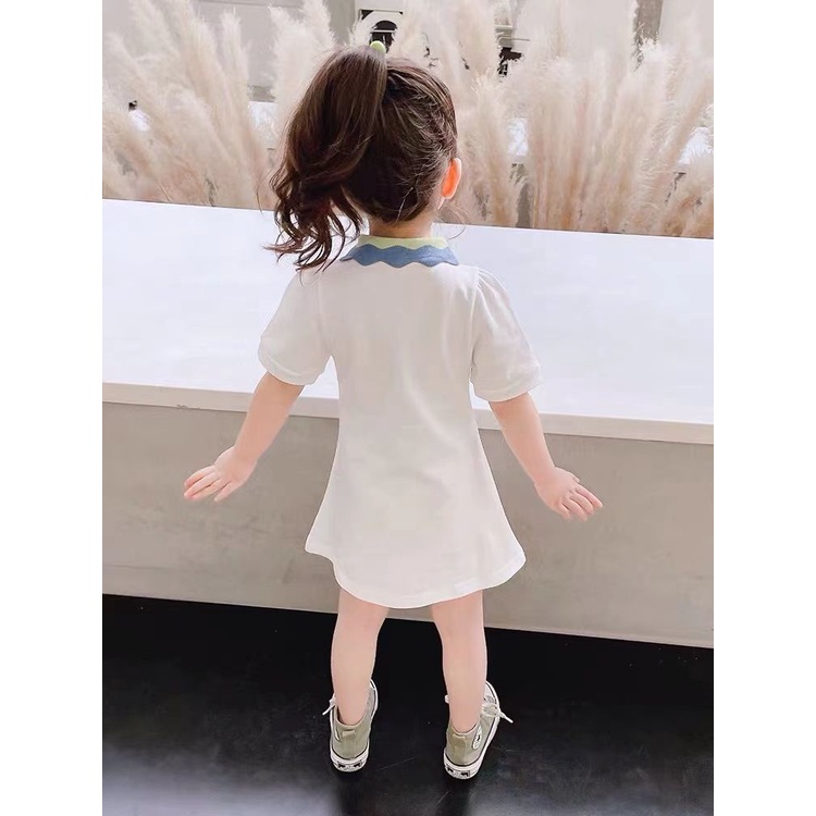 Đầm Công Chúa Tay Ngắn Cổ Polo Thời Trang Mùa Hè Hàn Quốc 2022 Mới Cho Bé Gái