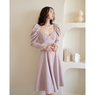 Đầm dài dáng xoè tay phồng màu hồng tro janet - devons studio