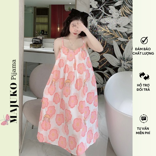 Váy 2 dây dáng dài đi biển sexy xinh đẹp lụa ngủ cao cấp MAJUKO DD