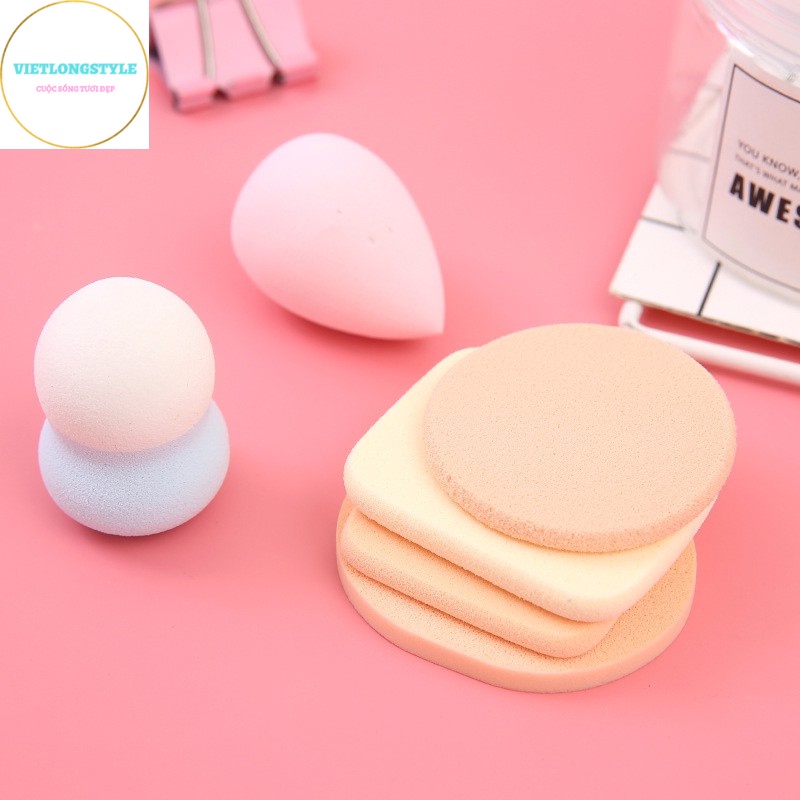 Mút trang Điểm Nội Địa Trung Keli Beauty Set 13 Bông Mút Giọt Nước Hồ Lô Bầu Dục Nhiều Mầu Sắc